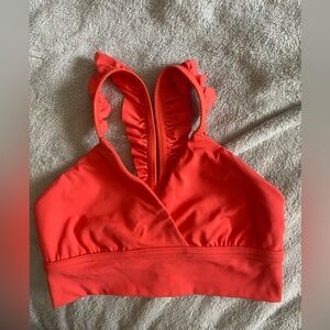 aerie Ruffle Strap Swim Top in Bright Coral